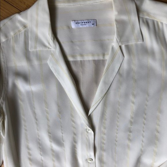 Equipment Bone Stripe 100% Silk Blouse Size Small - Picture 5 of 5